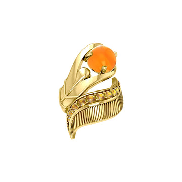 Graceful and free Dali-inspired Solid Yellow Gold Ring gemstones GRI580